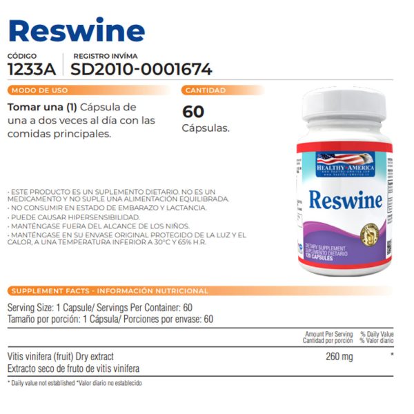 Reswine Resveratrol healthy america colombia resveratrol cali bogota medellin