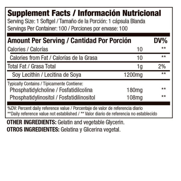 Lecitina De Soya 1200mg (100 Sofgelts) - Imagen 2